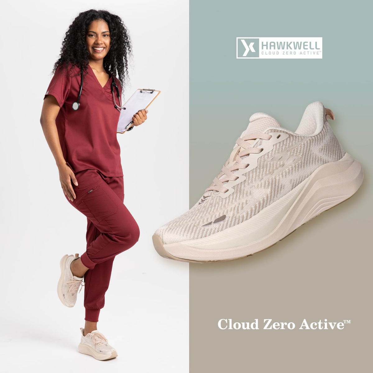 Hawkwell Cloud Zero Active Cushion Breathable Walking Shoes Beige US10 EU 42 NEW