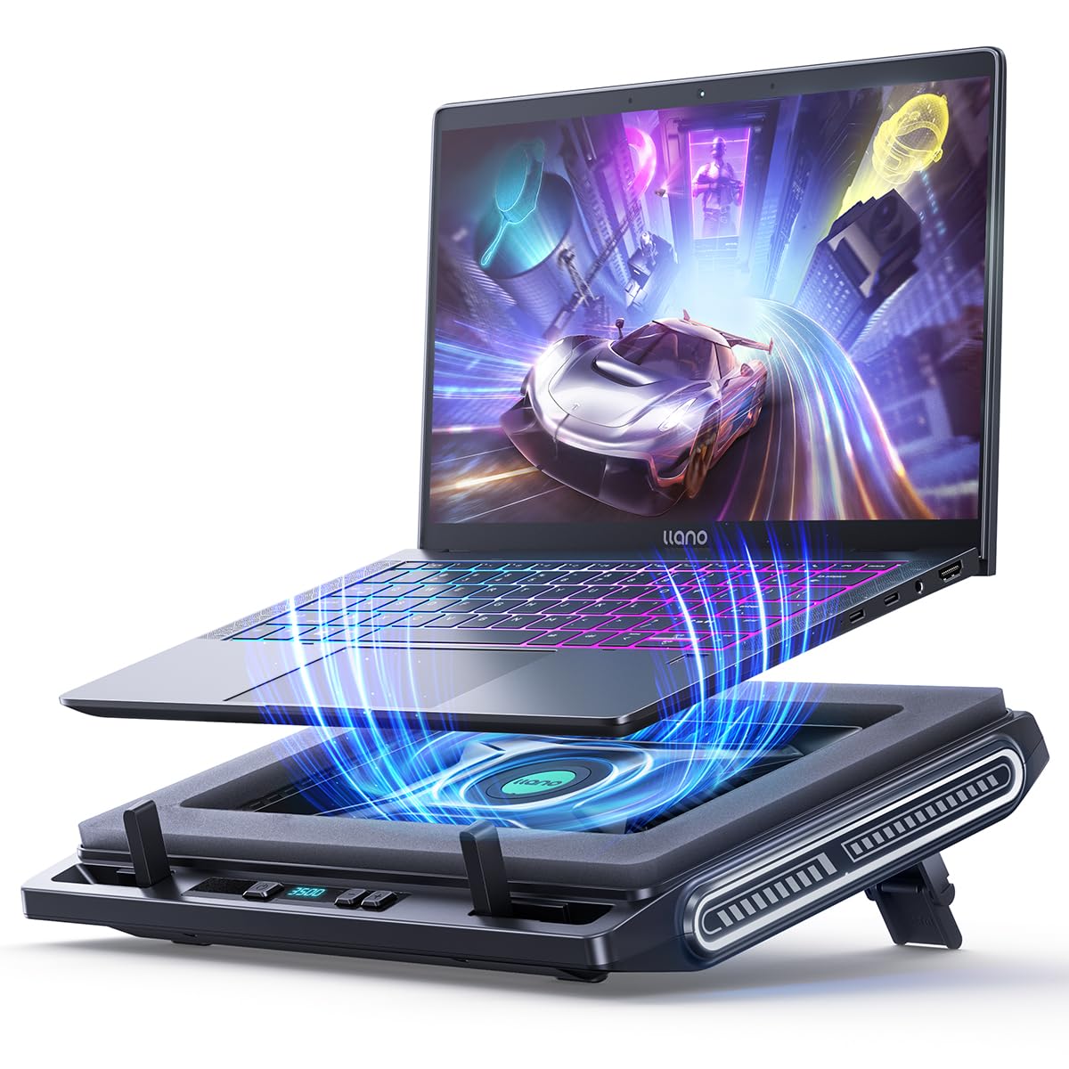llano Laptop Cooling Pad Stand with 10.5CM External Fan Portable Accessories NEW