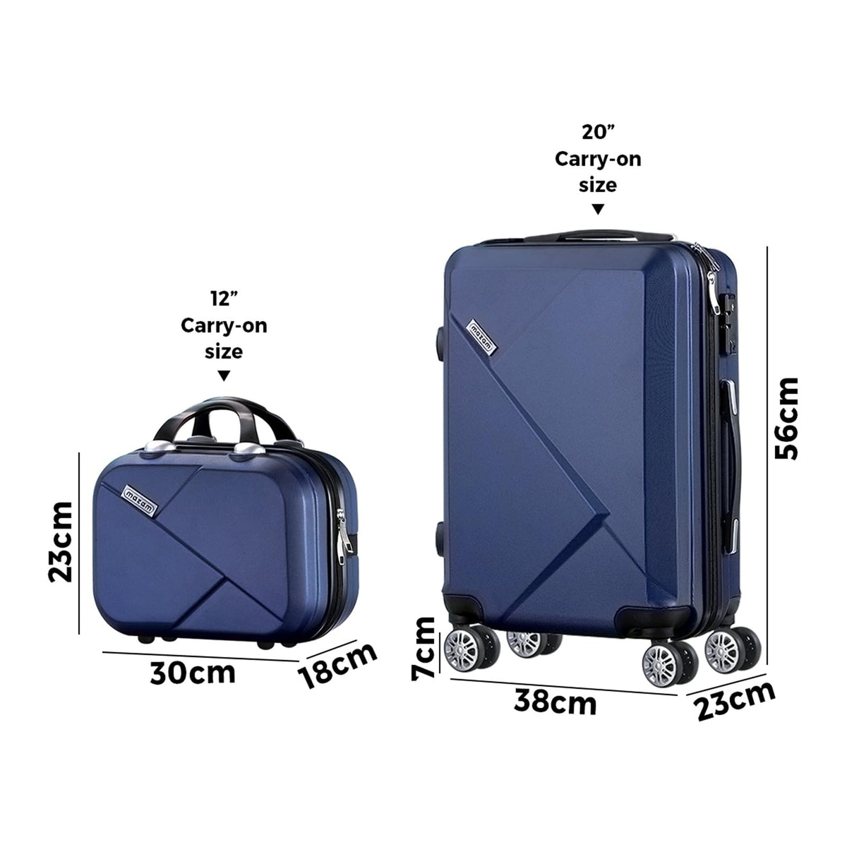 MAZAM 2-Piece Carry On Luggage Set with Trolley Bag and Suitcase NAVY DEMO