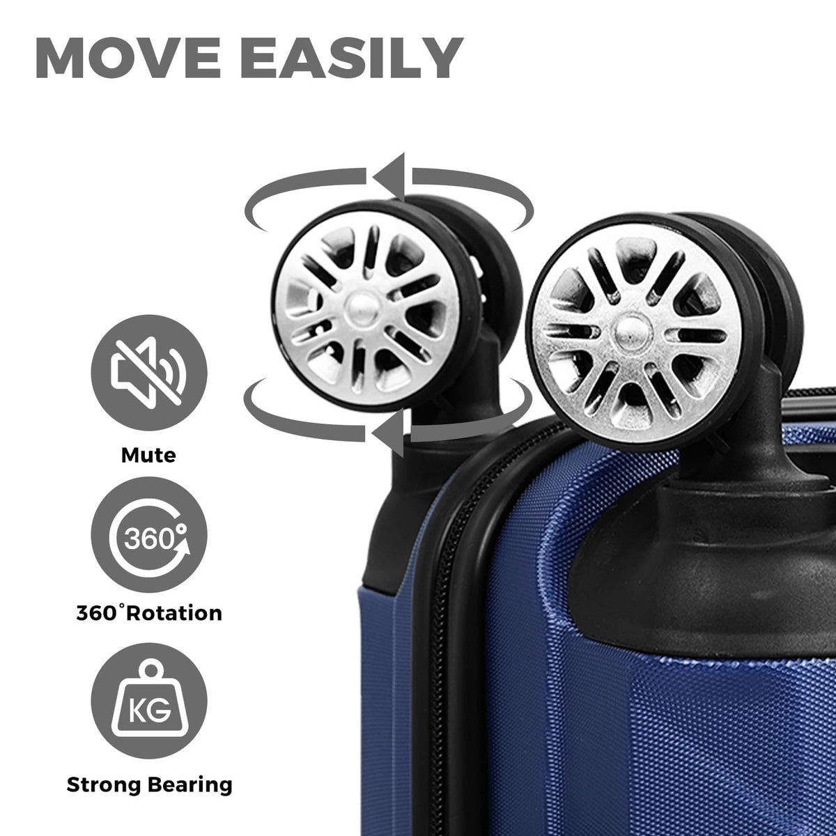 MAZAM 2-Piece Carry On Luggage Set with Trolley Bag and Suitcase NAVY DEMO