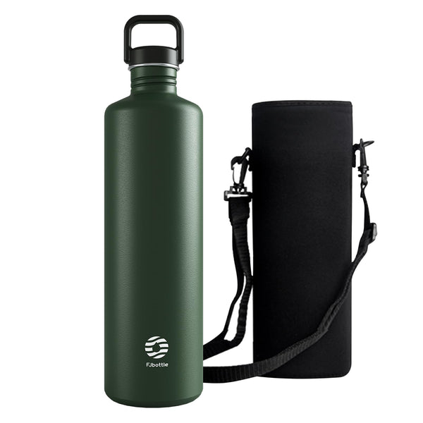Fjbottle 2000ml Stainless Steel Sports Water Bottle with Bag Dark Green NEW