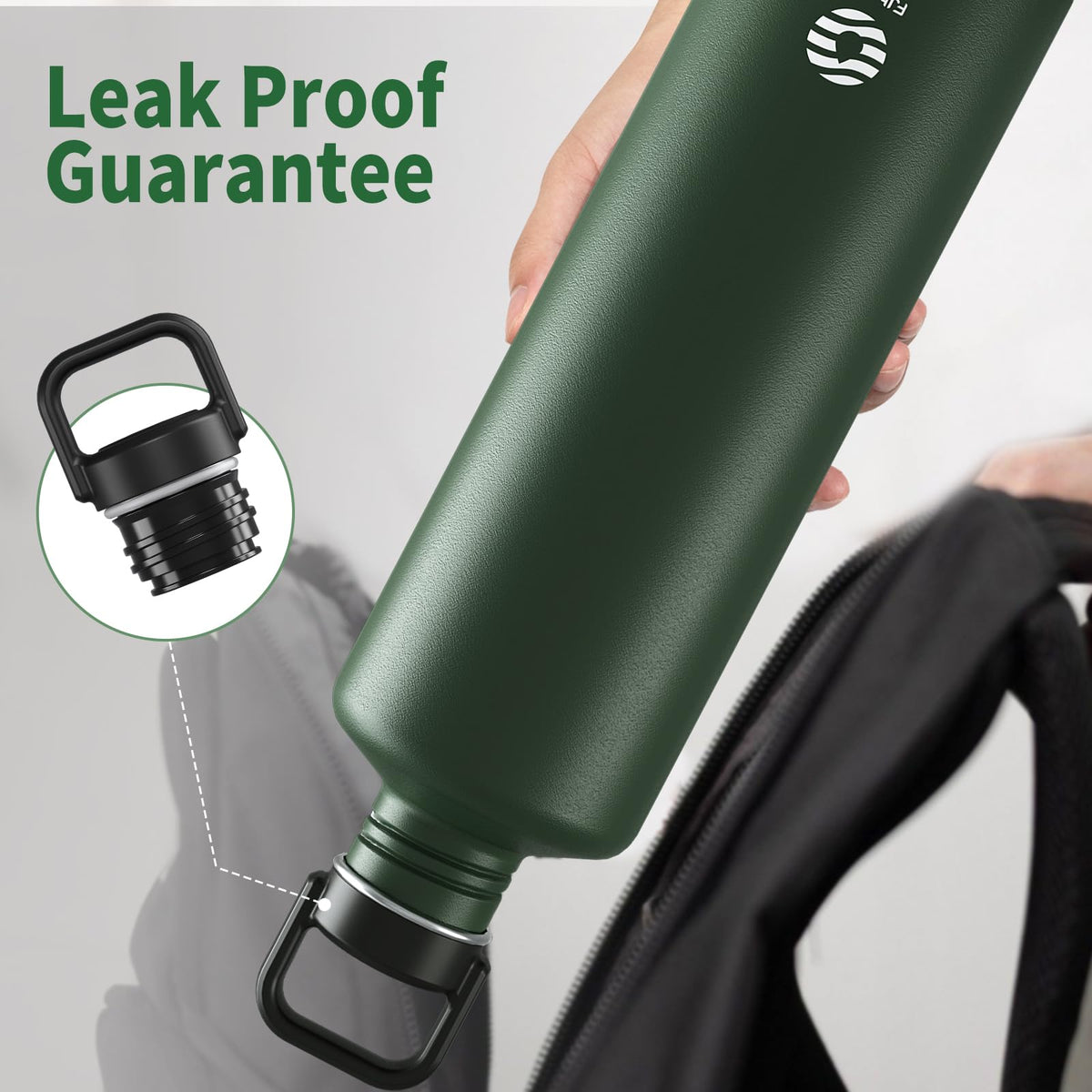 Fjbottle 2000ml Stainless Steel Sports Water Bottle with Bag Dark Green NEW