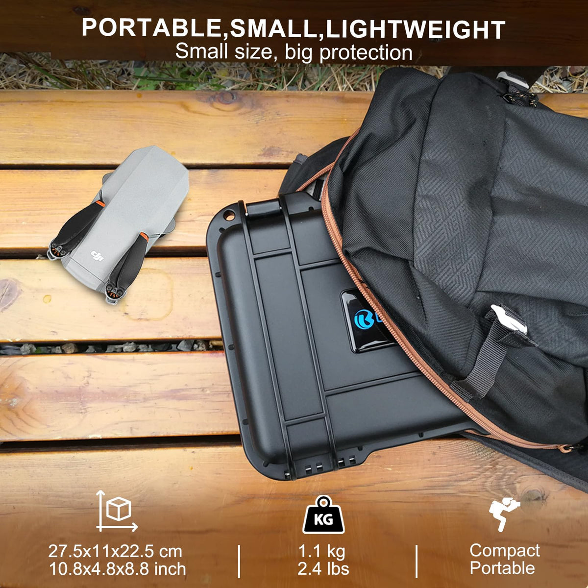LEKUFEE Portable Waterproof Hard Case for DJI Mini 2 SE/2 Drone 27.5 x 22.5 NEW