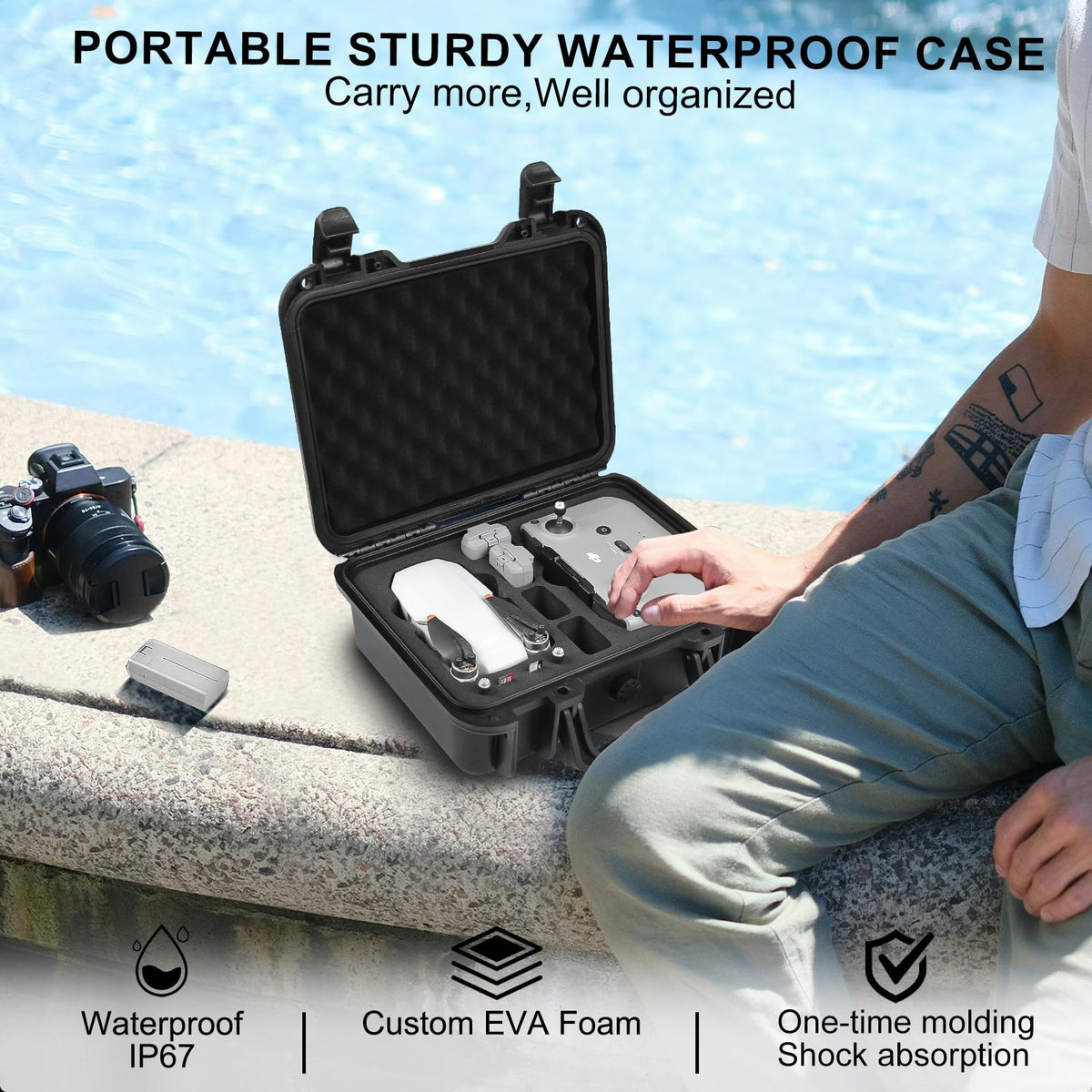 LEKUFEE Portable Waterproof Hard Case for DJI Mini 2 SE/2 Drone 27.5 x 22.5 NEW