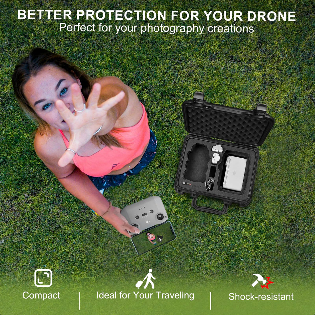 LEKUFEE Portable Waterproof Hard Case for DJI Mini 2 SE/2 Drone 27.5 x 22.5 NEW