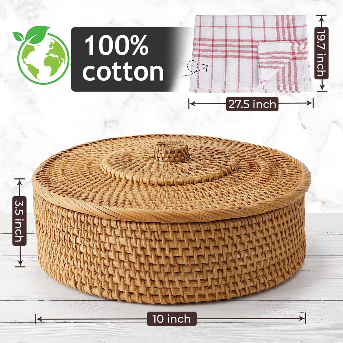 Tortillada Handmade Rattan Tortilla Warmer Bread Basket for Tortillas 26 cm NEW