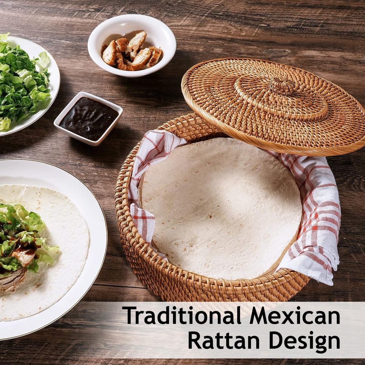 Tortillada Handmade Rattan Tortilla Warmer Bread Basket for Tortillas 26 cm NEW