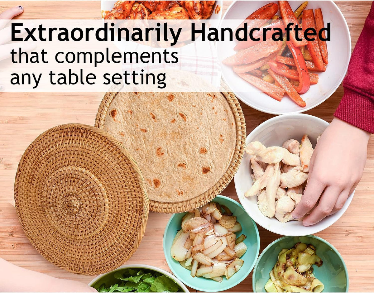 Tortillada Handmade Rattan Tortilla Warmer Bread Basket for Tortillas 26 cm NEW