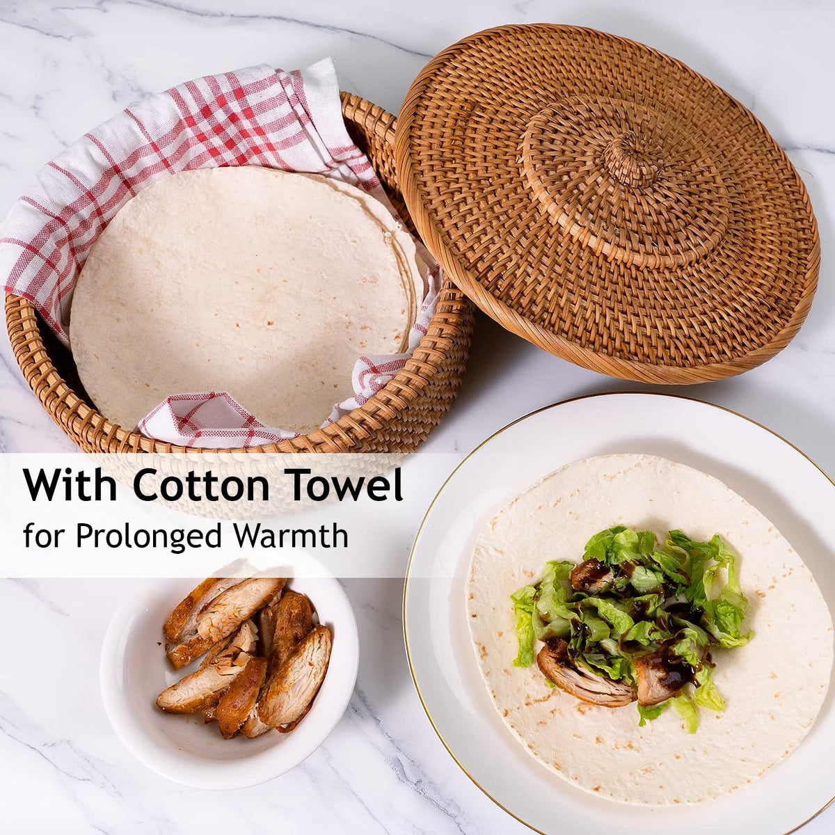 Tortillada Handmade Rattan Tortilla Warmer Bread Basket for Tortillas 26 cm NEW