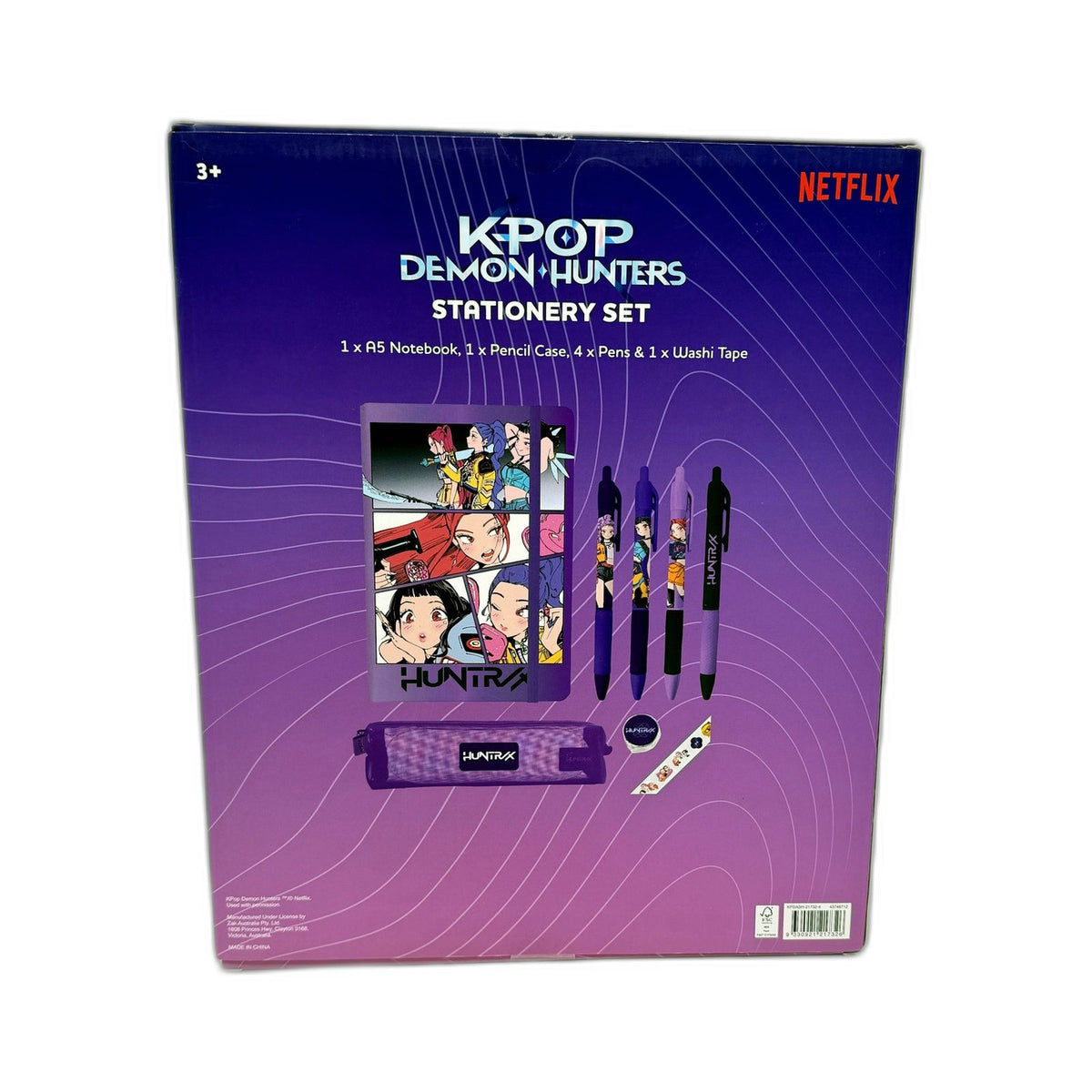 Huntrx K.Pop Demon Hunters Stationery Set Inc Notebook Pencil Case Pens NEW