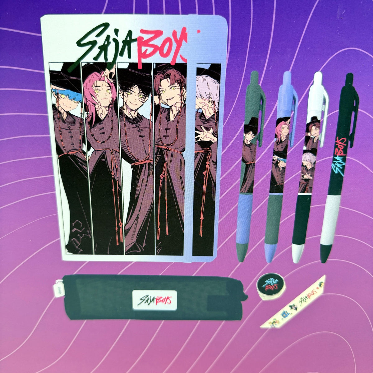 K-Pop Demon Hunters Stationery Set: Notebooks, Pens, Pencils, Washi Tape NEW