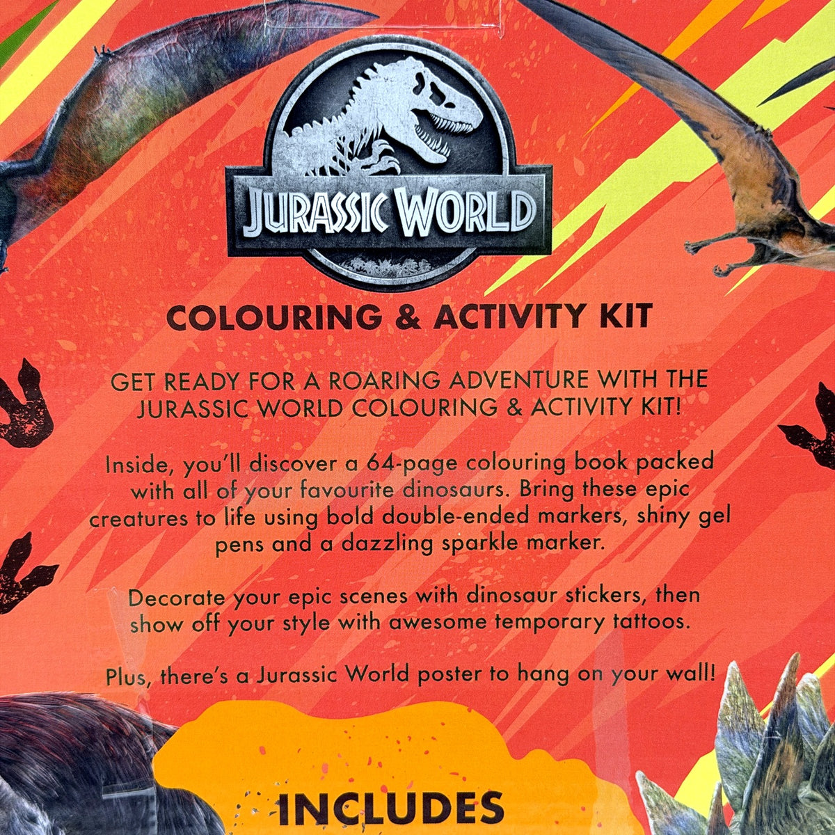 Jurassic World Coloring & Activity Kit Markers Stickers Tattoos Ages 6+ NEW