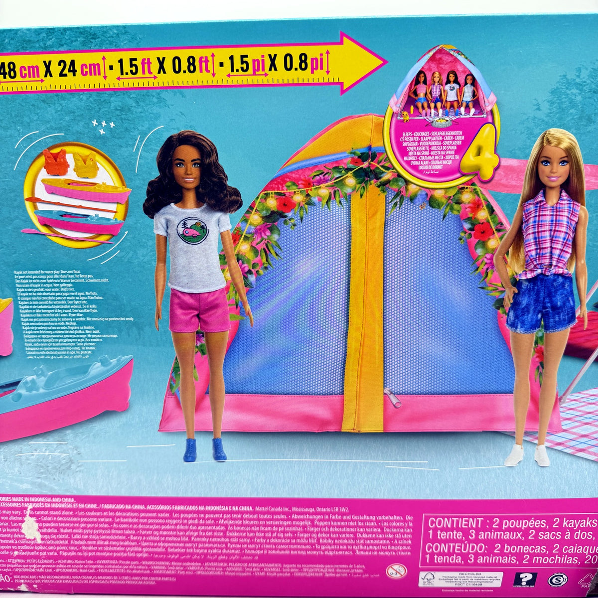 Mattel Barbie Glamping Playset Doll Camping Set Inc 2 Barbies Ages 3+ DEMO