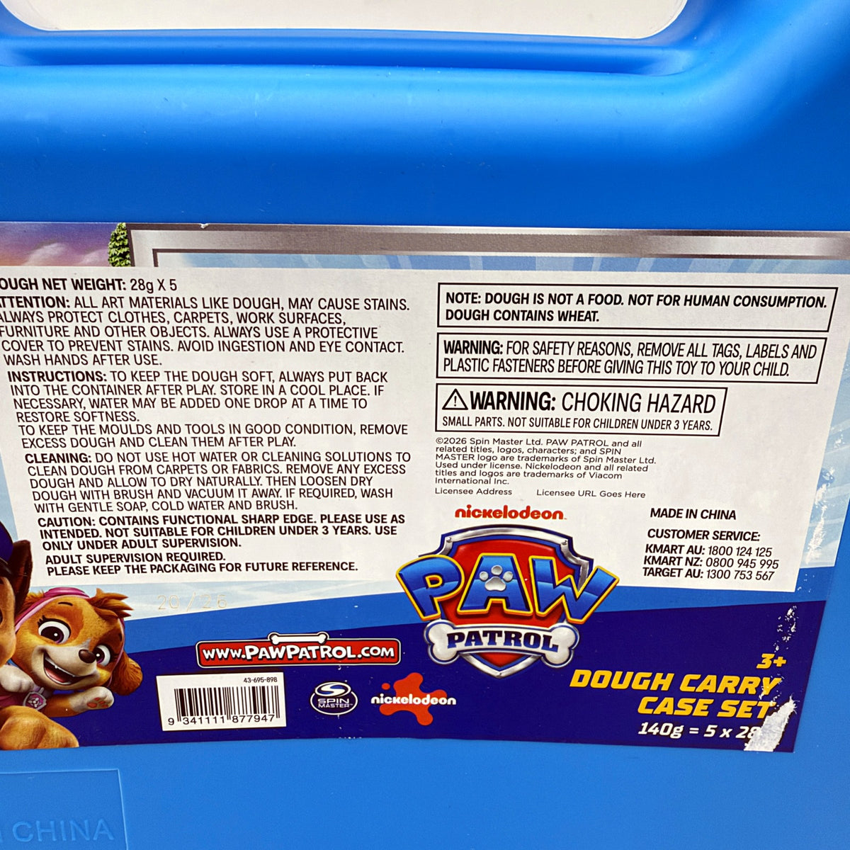Nickelodeon Paw Patrol Dough Portable Travel Carry Case Set NEW
