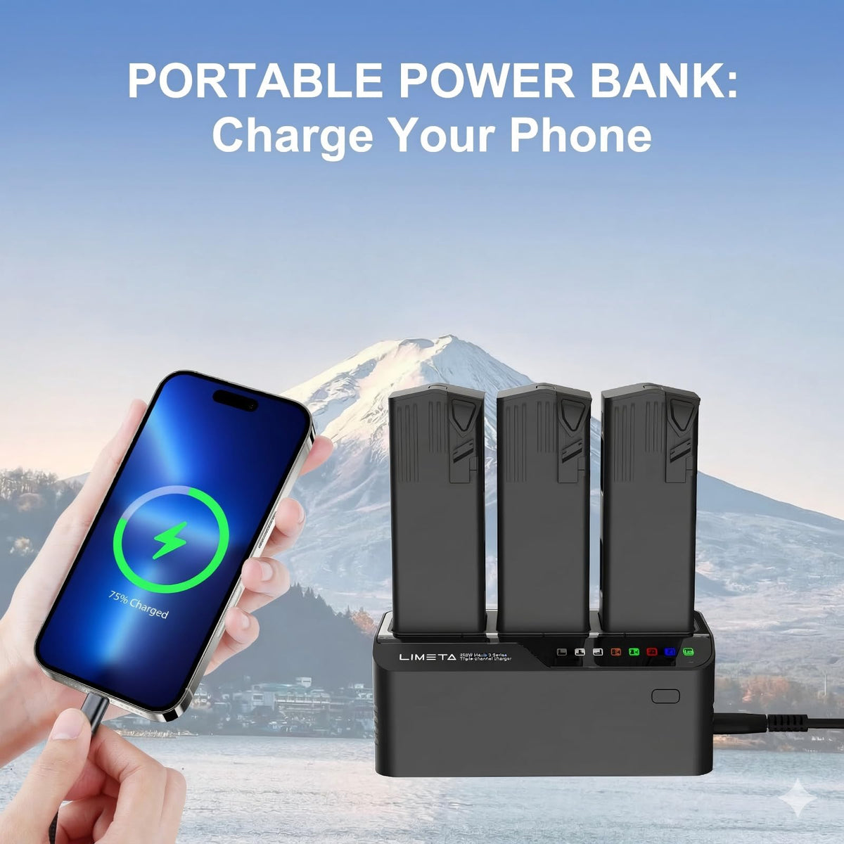 LIMETA 200W Drone Charger for DJI Mavic 3 Pro & Series Models, Black NEW