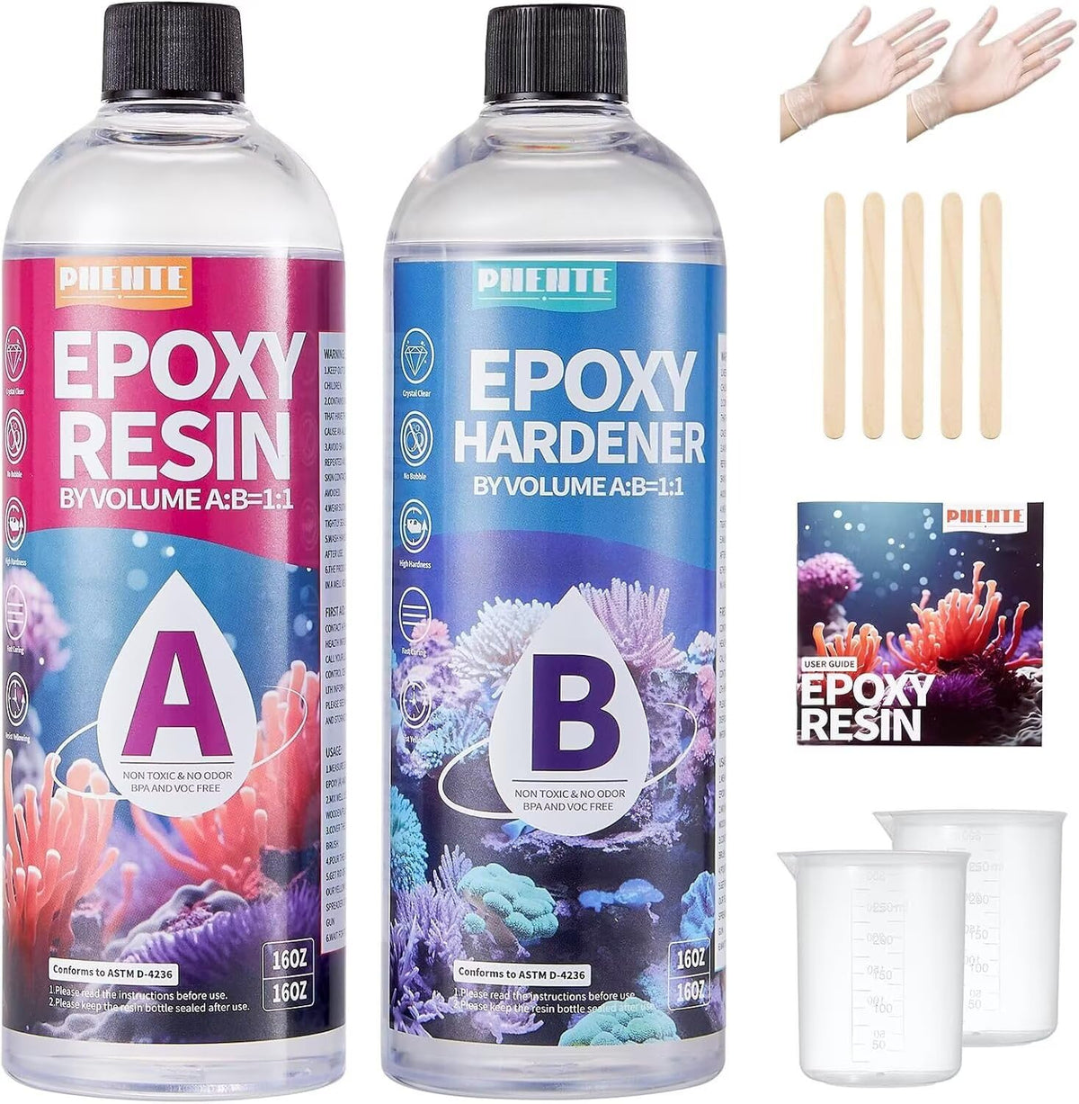 Pnente Clear Epoxy Resin Self Leveling Bubble-Free Coating for DIY Projects NEW