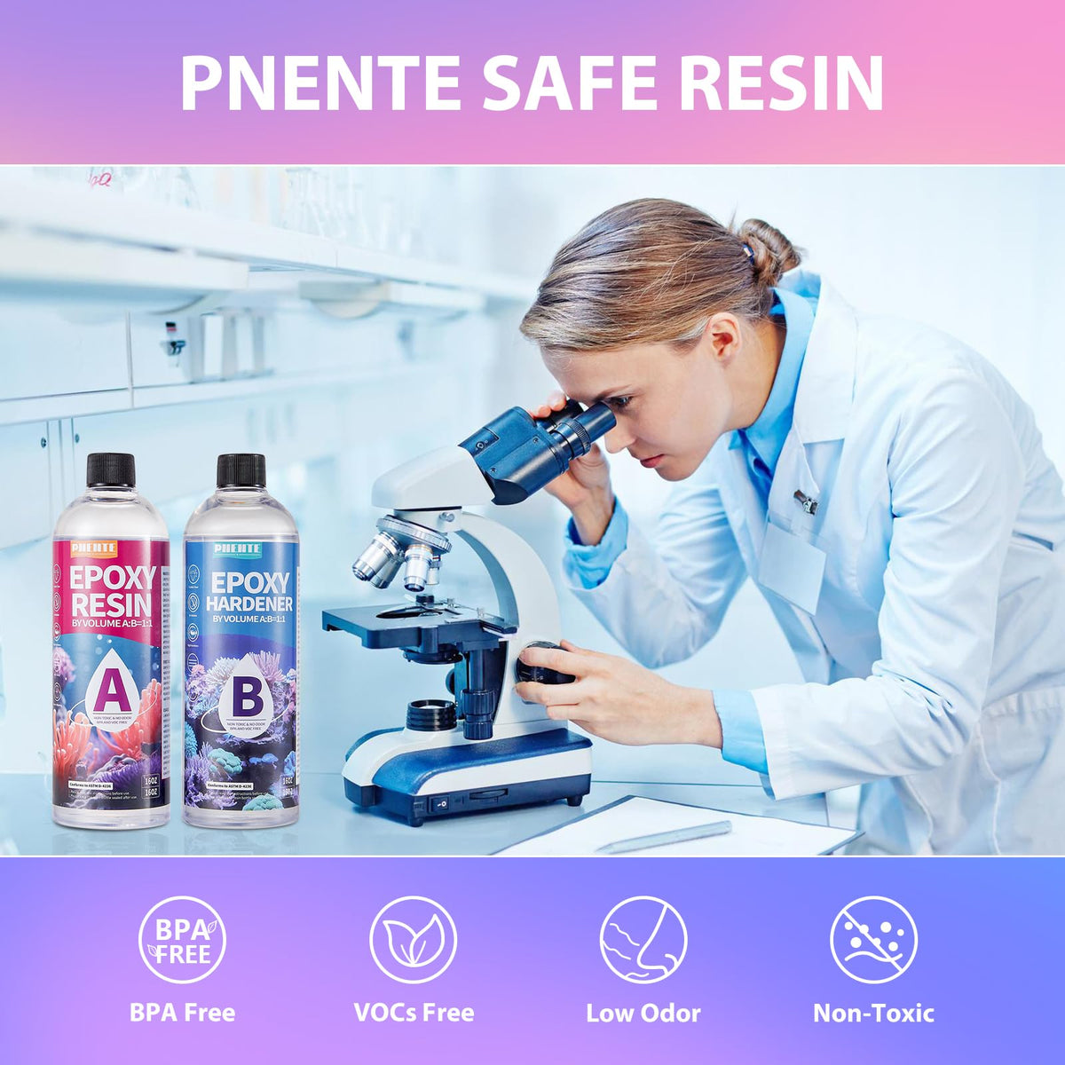 Pnente Clear Epoxy Resin Self Leveling Bubble-Free Coating for DIY Projects NEW