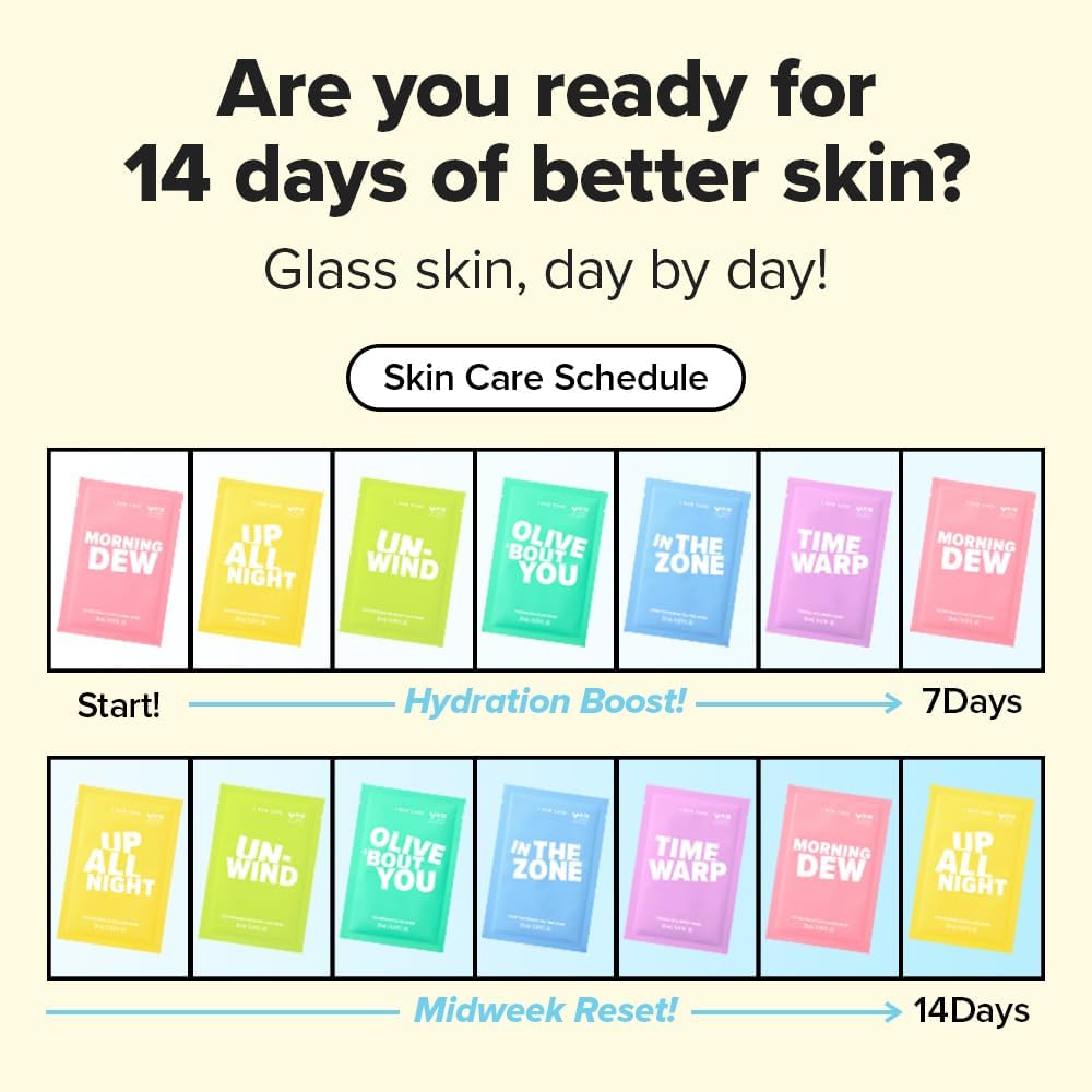 I Dew Masks Care 14-Piece Multicolor Facial Skin Sheet Mask Set 14 Pack NEW