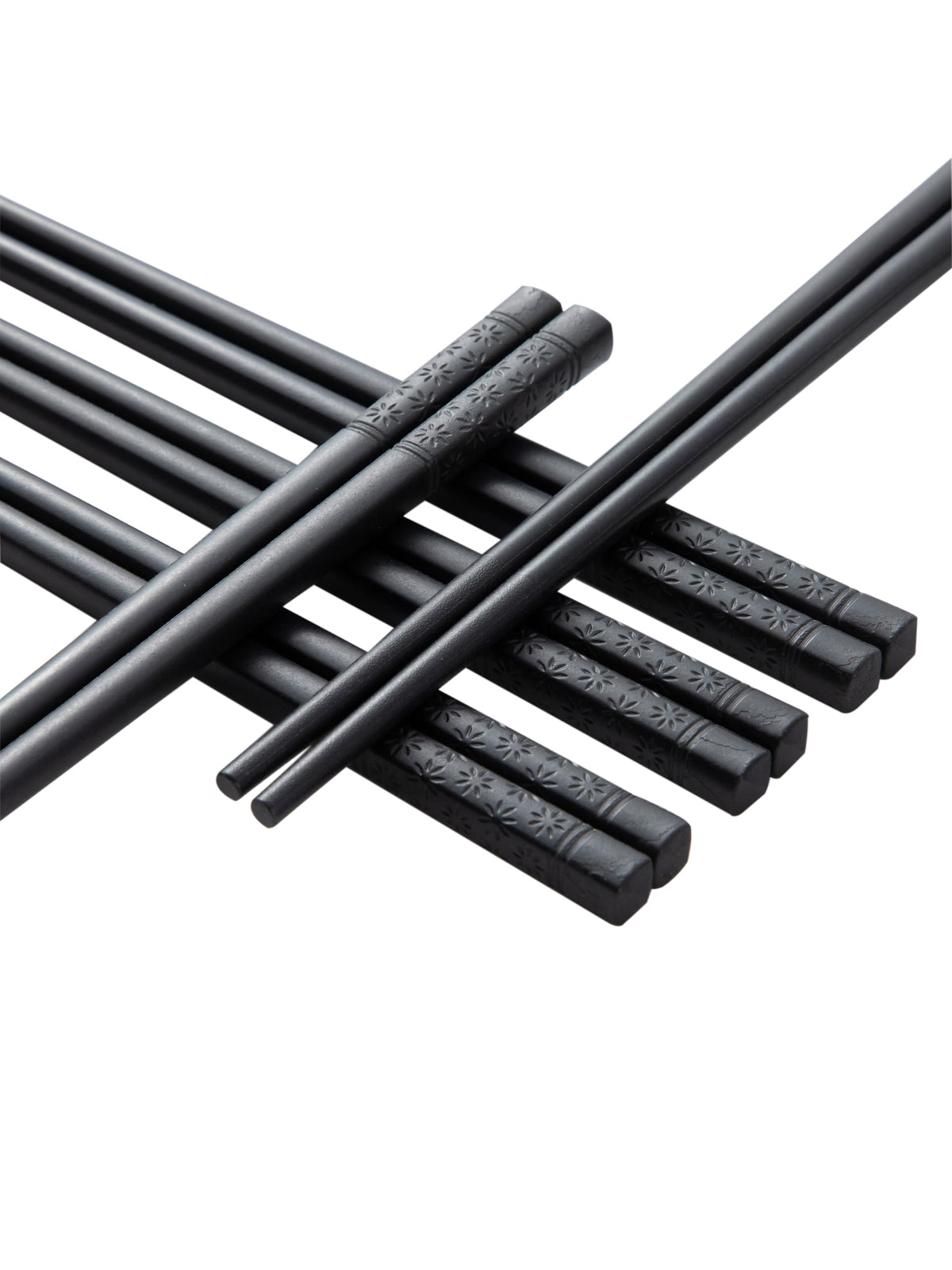 Lusanville Reusable Fiberglass Non-Slip Alloy Black Chopsticks for Cooking NEW