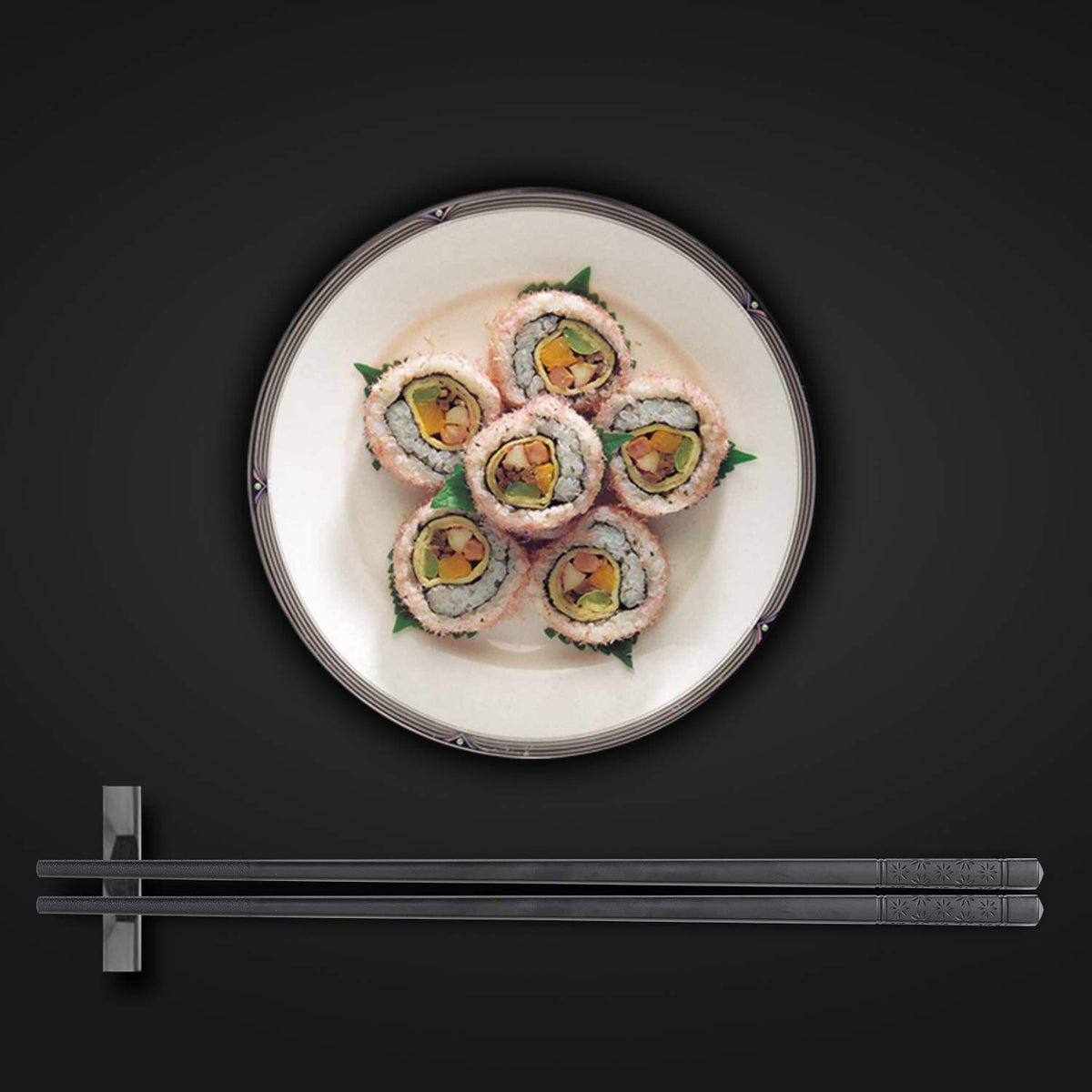 Lusanville Reusable Fiberglass Non-Slip Alloy Black Chopsticks for Cooking NEW