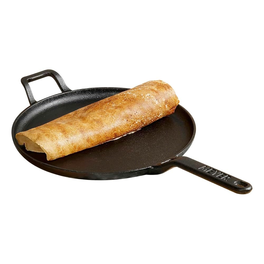 Meyer Pre-Seasoned Frying Pans Cast Iron Tawa Flat Pan for Roti, Dosa, DEMO