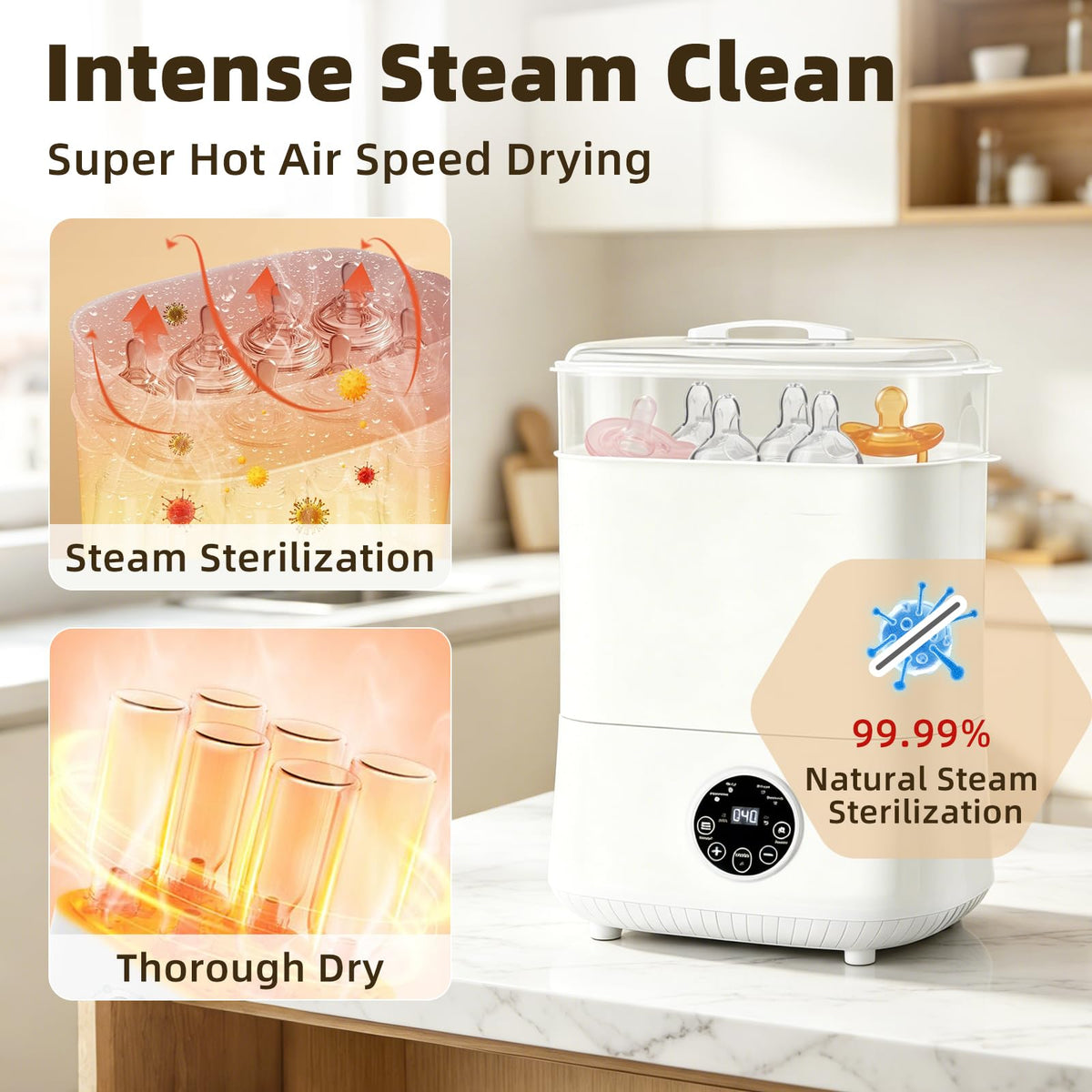 Syncvlio 5-in-1 Sterilisers Large Capacity Bottle Sterilizer and Dryer 5L DEMO