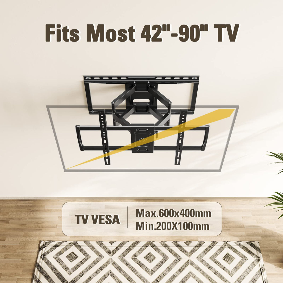 Mounting Dream Black TV Wall Mount Bracket for 42-90 Inch TVs up to 132 lbs DEMO