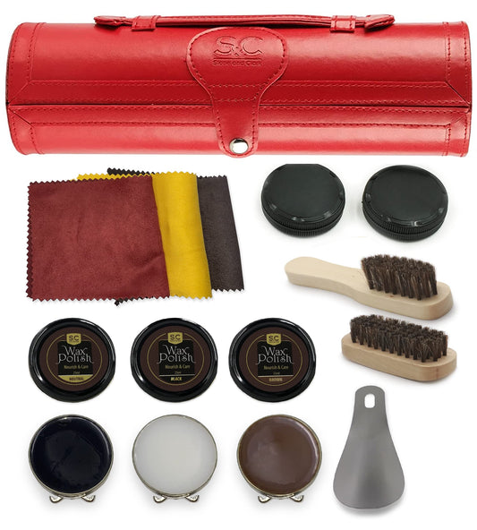 Stone and Clark 12-Piece Shoe Polish Care Kit Leather Shine Set NEW
