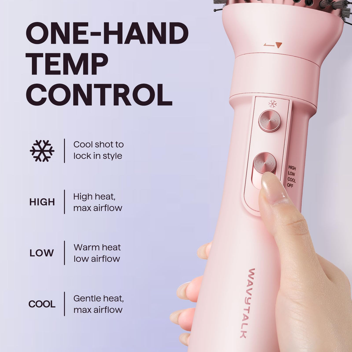 wavytalk 5-in-1 Hot Air Styler Brush Set for Salon Blowout Styling in Pink NEW