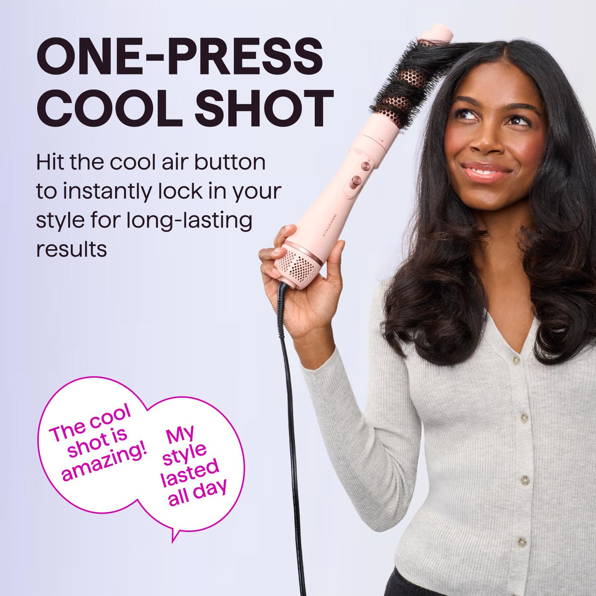 wavytalk 5-in-1 Hot Air Styler Brush Set for Salon Blowout Styling in Pink NEW