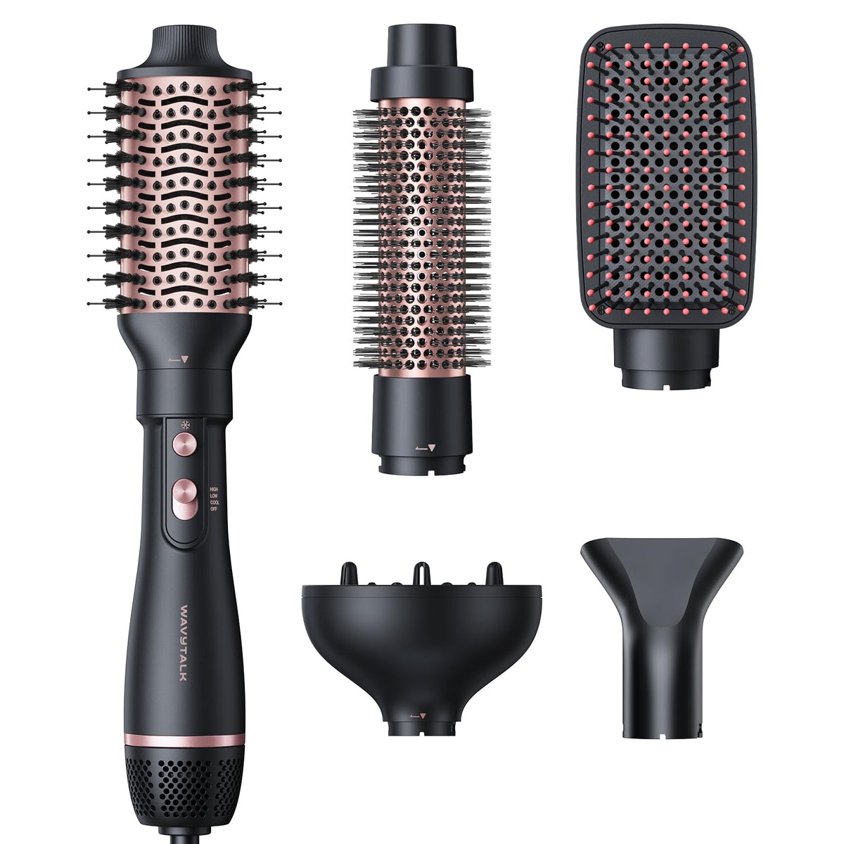 wavytalk 5-in-1 Hot Air Styler Brush Set Multi for Hair Drying Volumizing NEW