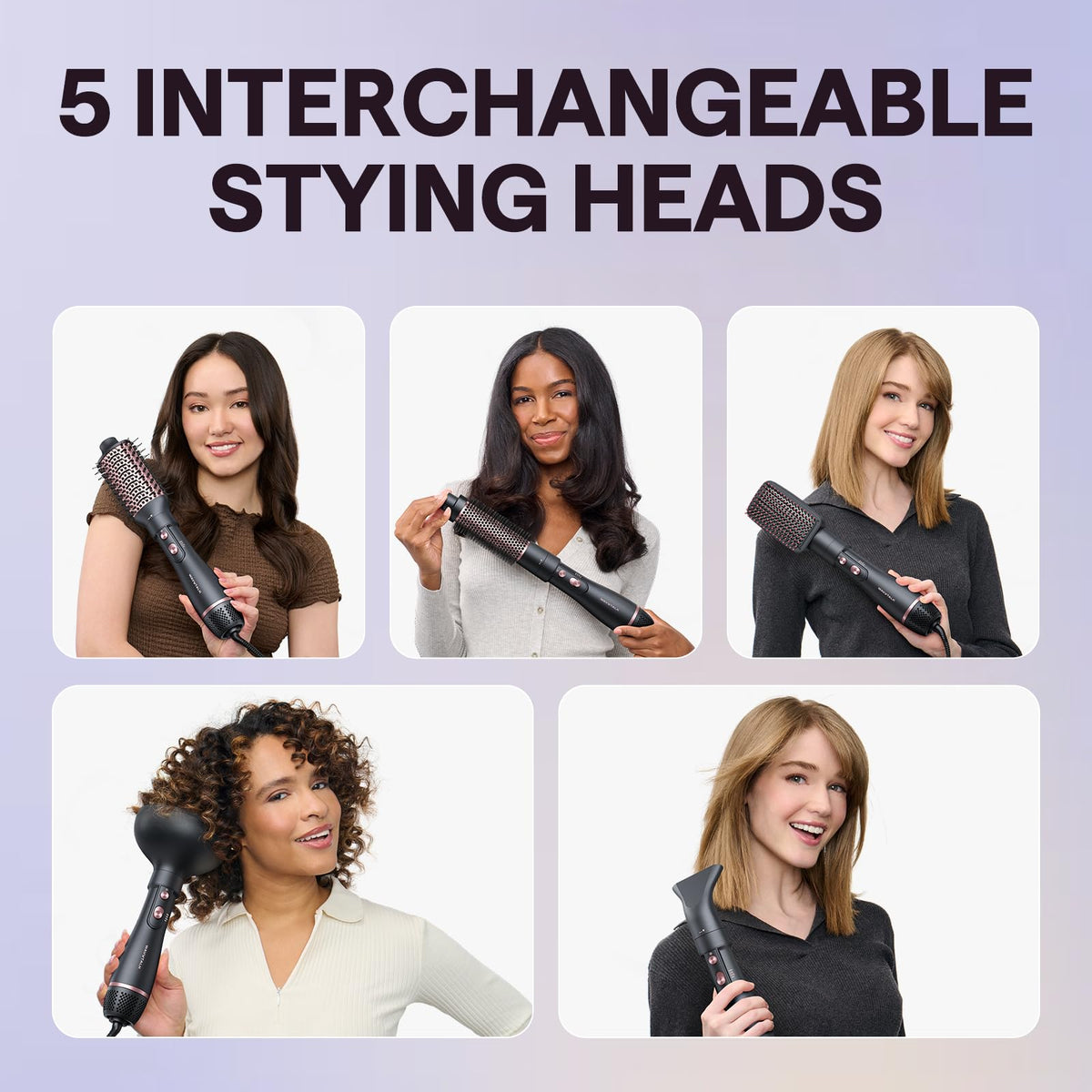 wavytalk 5-in-1 Hot Air Styler Brush Set Multi for Hair Drying Volumizing NEW