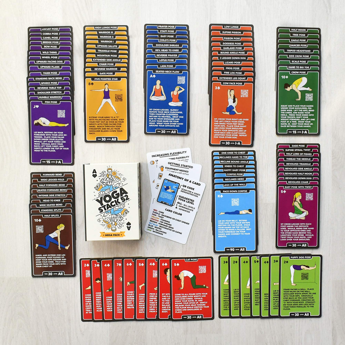 Stack 52 Yoga Exercise Card Mega Pack - 107 Deck Fitness Training Cards NEW