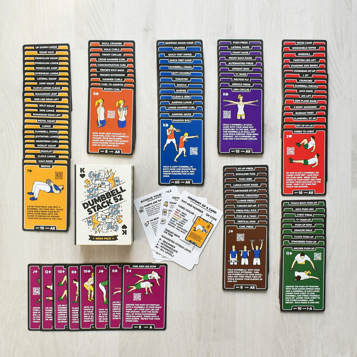 Stack 52 Dumbbells Dumbbell Mega Pack 107 Card Workout Game NEW