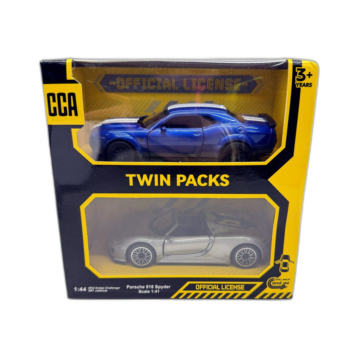 CCA 1:44 Scale Dodge Challenger and Porsche 918 Spyder Die Cast Cars NEW