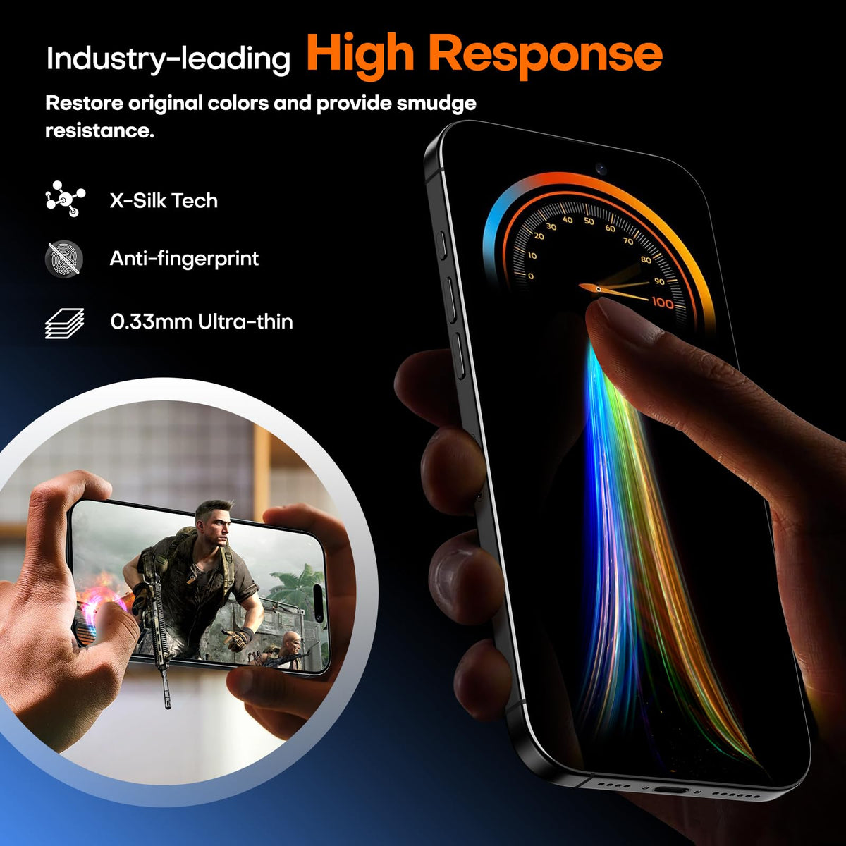 TAURI 3-Pack Tempered Glass Screen Protectors iPhone 16 Pro 6.3" Transparent NEW