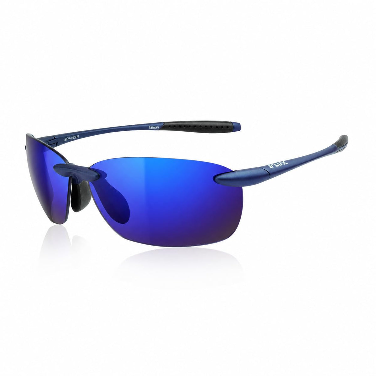 Flux Unisex Rimless Sunglasses - Blue Mirror UV400 Category 3 Lightweight NEW