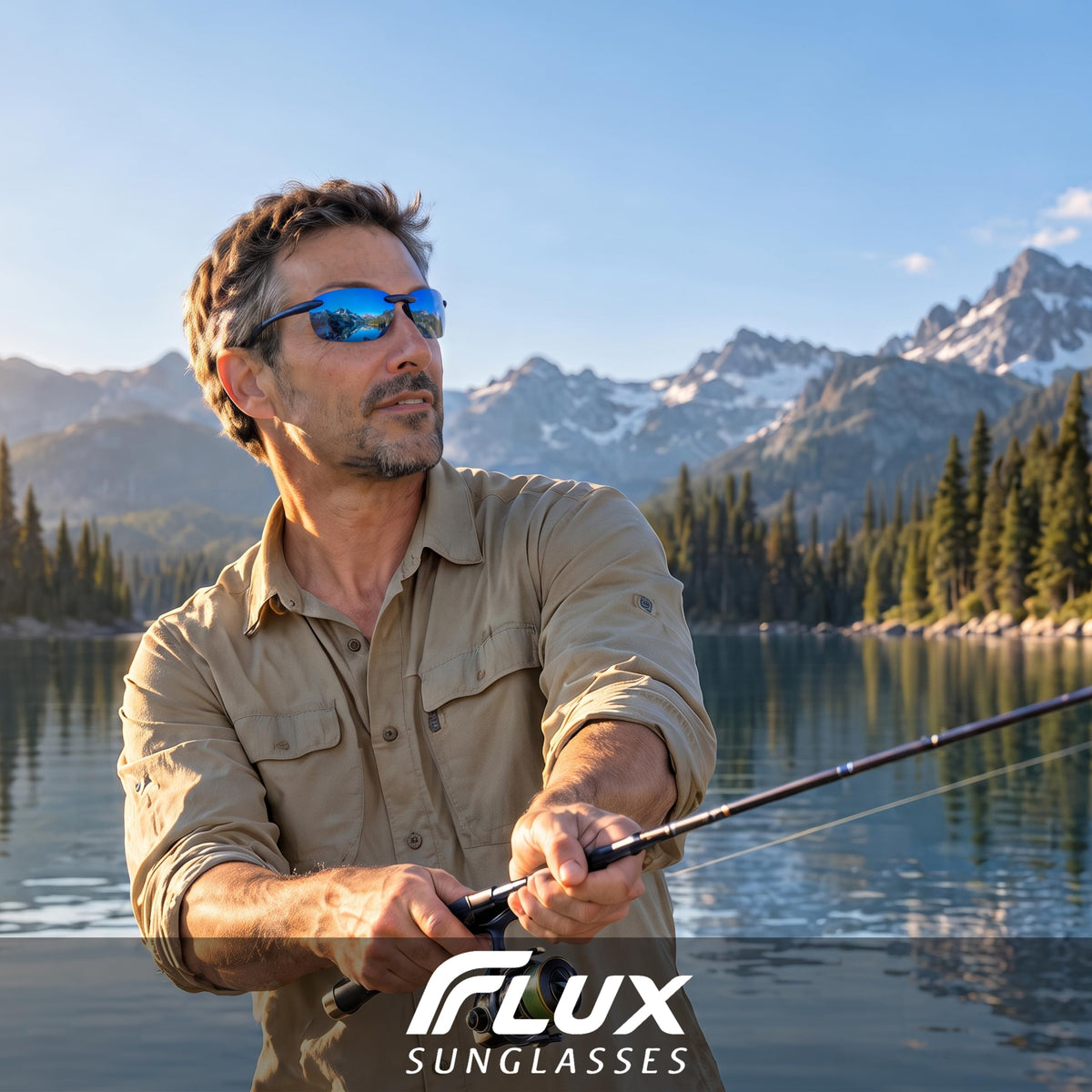 Flux Unisex Rimless Sunglasses - Blue Mirror UV400 Category 3 Lightweight NEW
