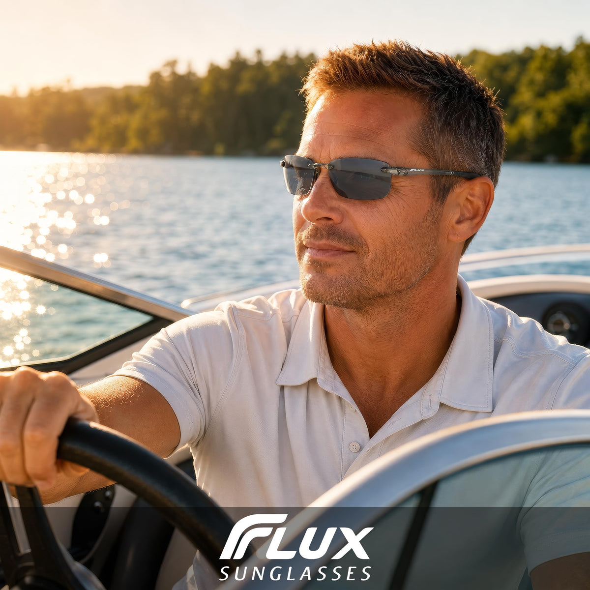 Flux Unisex Rimless Sunglasses - Blue Mirror UV400 Category 3 Lightweight NEW