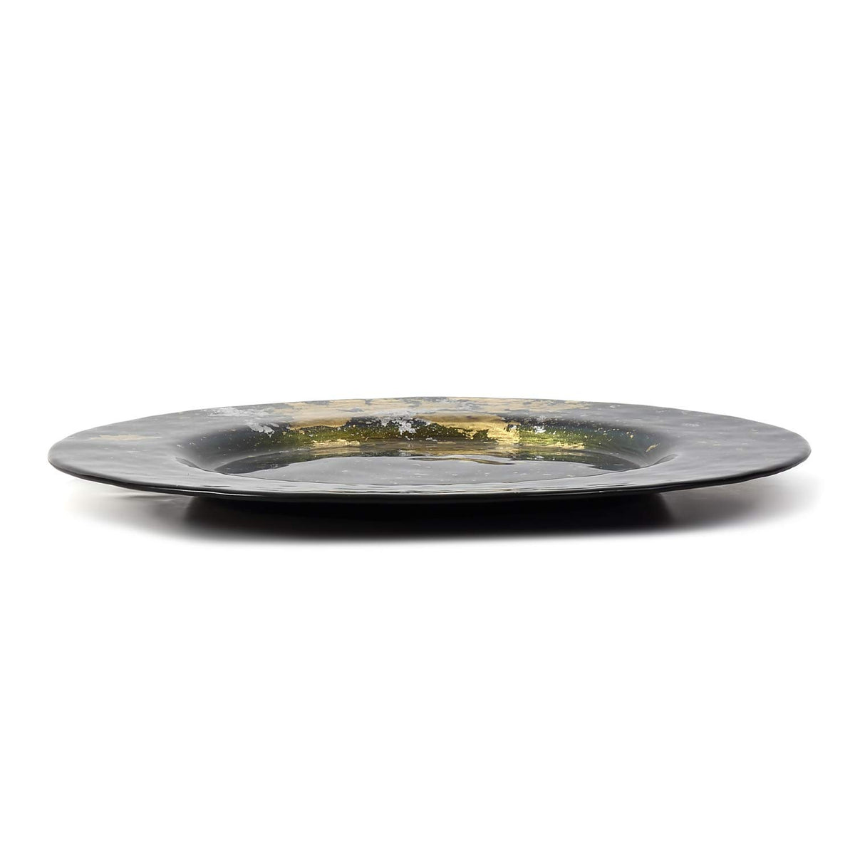 Syosaku Japanese Urushi Glass Dinner Plate Majestic Green with Gold Leaf NEW