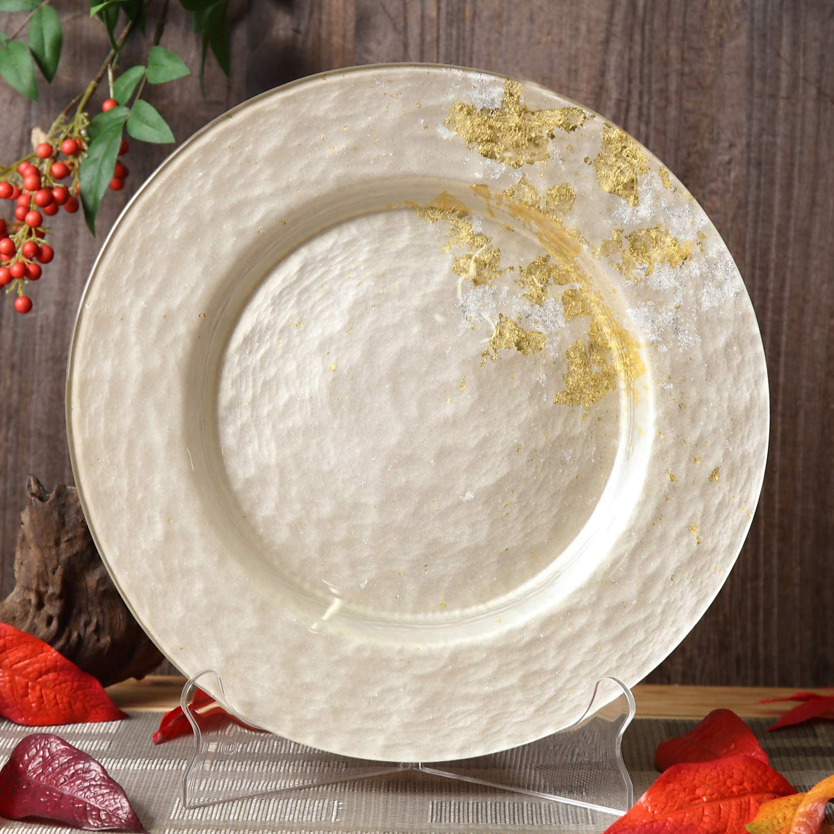 Syosaku Majestic White Urushi Glass Dinner Plate 12.5-inch (32cm) Elegant NEW