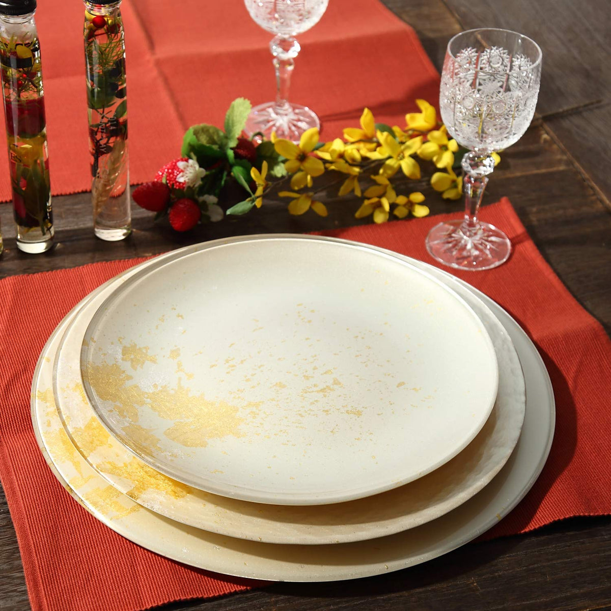 Syosaku Majestic White Urushi Glass Dinner Plate 12.5-inch (32cm) Elegant NEW