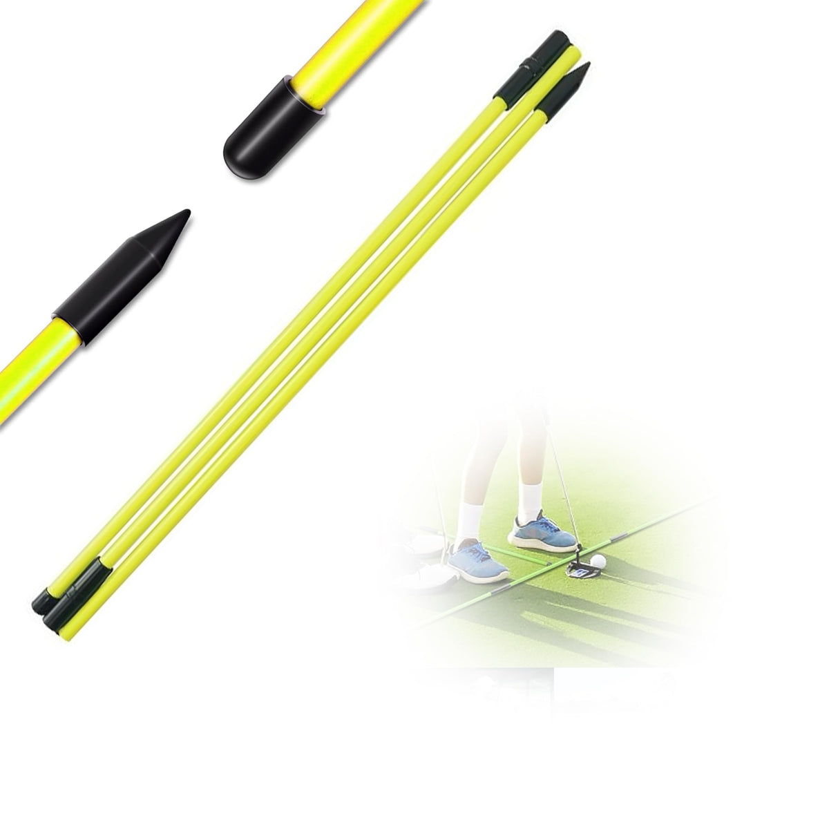 XHHTEC Collapsible Sports Golf Alignment Sticks 3 Pack 40 Inch Training NEW