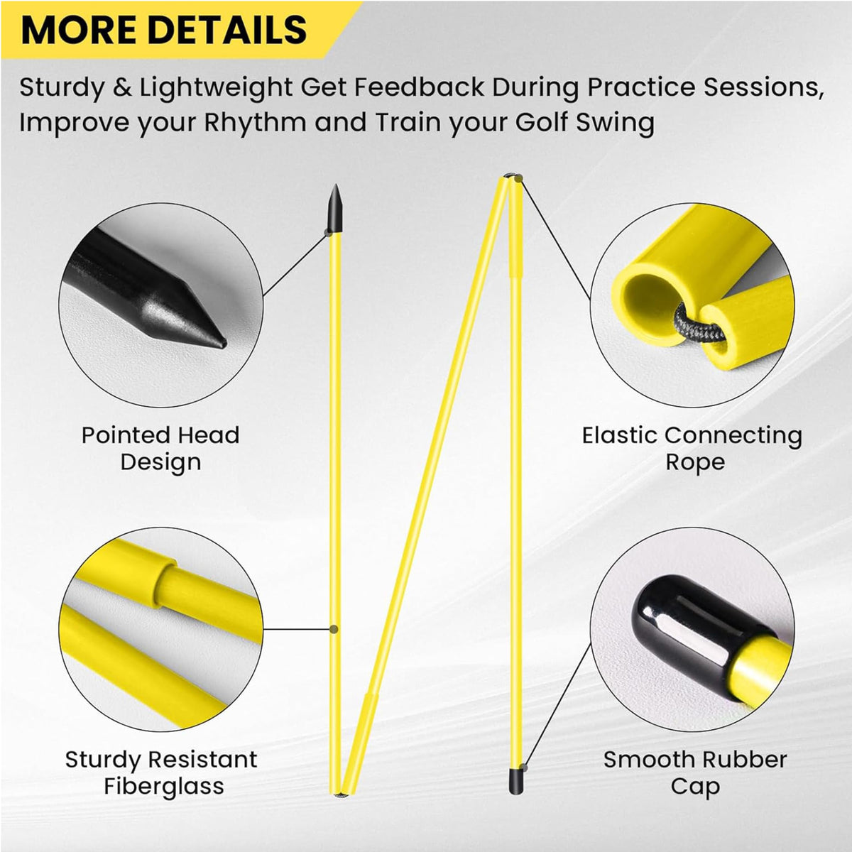 XHHTEC Collapsible Sports Golf Alignment Sticks 3 Pack 40 Inch Training NEW