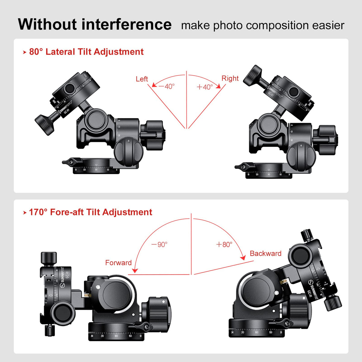 Sunwayfoto Geared Head Tripod with 3D Independent Adjustment in Black NEW