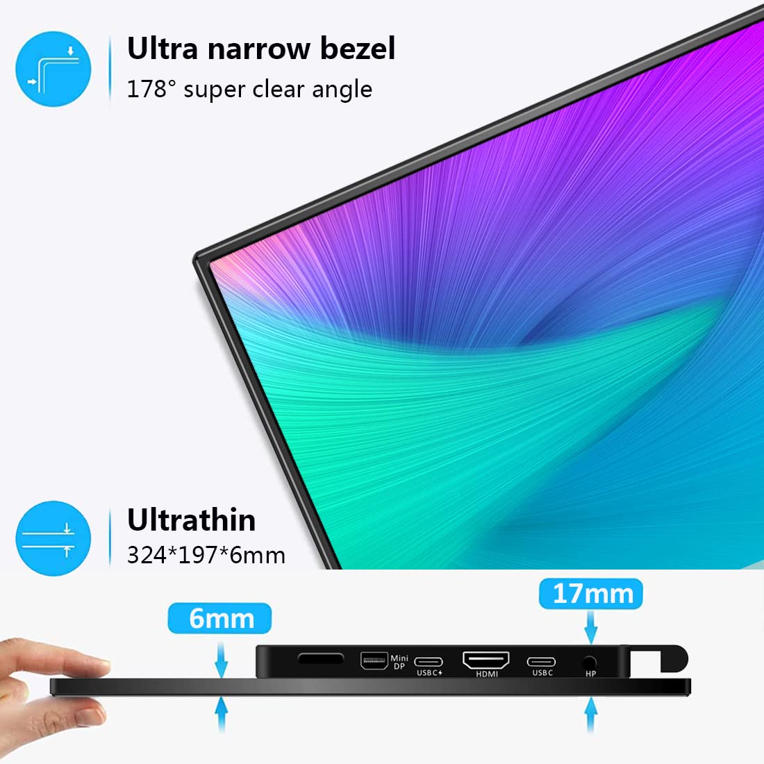 Magedok 14" Portable USB-C Monitor 4K 10-Bit HDR Adobe 95% NEW