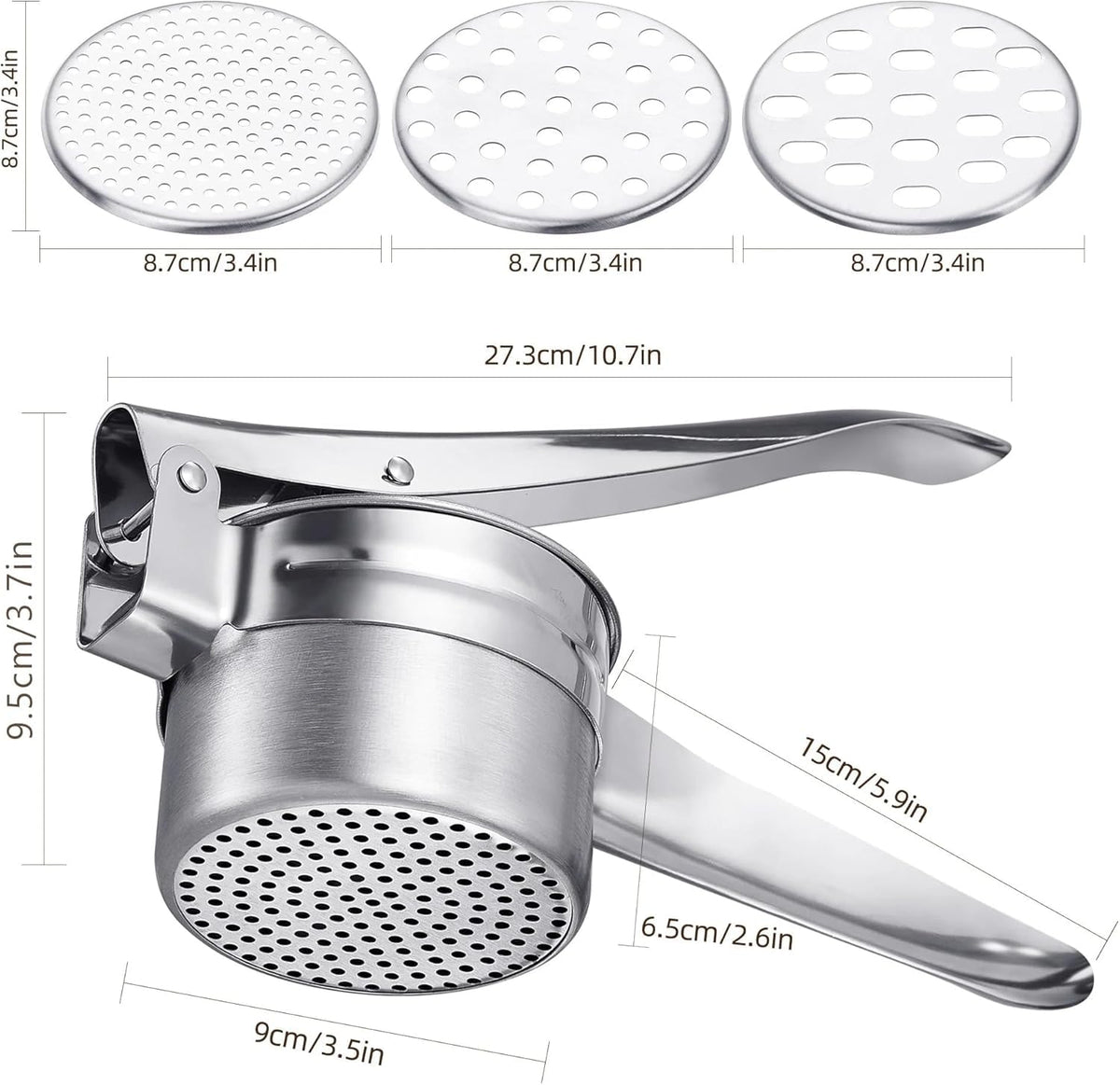 Stainless Steel Potato Ricer Heavy Duty Large Capacity Masher Kitchen Tool NEW
