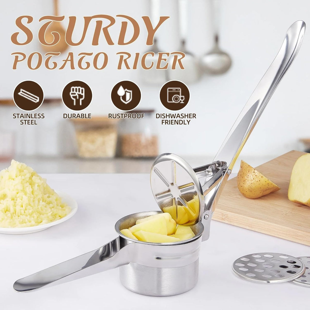 Stainless Steel Potato Ricer Heavy Duty Large Capacity Masher Kitchen Tool NEW