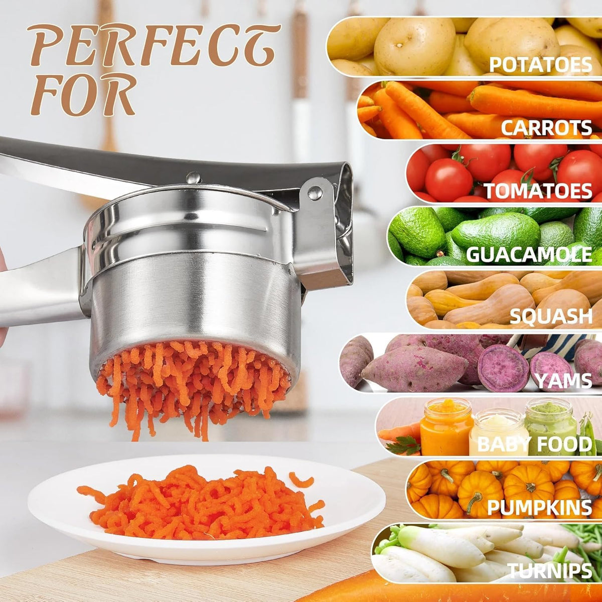Stainless Steel Potato Ricer Heavy Duty Large Capacity Masher Kitchen Tool NEW