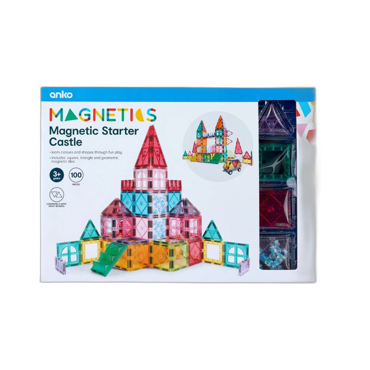 Magnetic Building Tiles Starter Castle 100 Pc Construction Set Ages 3+ DEMO